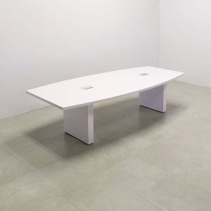 Newton Boat Shaped Conference Table In White Gloss Laminate Top - 120 In. - Stock #23