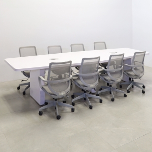 Newton Boat Shape Conference Table in White Matte Laminate - 144 In. - Stock #60