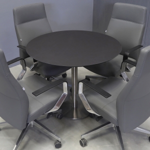 California Round Conference/Cafeteria Table in Black Traceless Engineered Surface Top - 36 In. - Stock #67