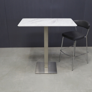 California Rectangular Bar Table in Calcutta Blanc Engineered Stone Top - 41 In. - Stock #27