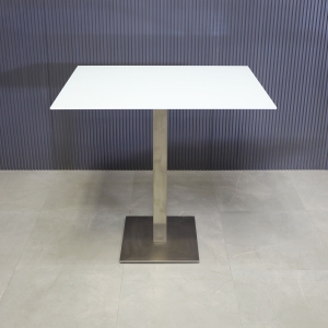 California Rectangular Bar Table in White Tempered Glass Top - 42 In. - Stock #30