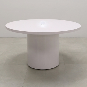 Newton Round Conference Table in White Gloss Laminate Top - 48 In. - Stock #54