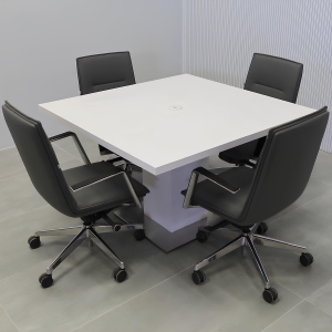 California X2 Square Conference Table in White Matte PVC - 48 In. - Stock #114