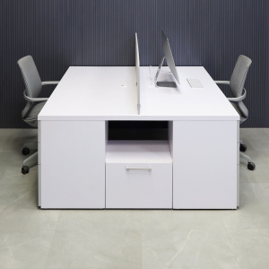 Dallas Workstation With Storage in White Matte Laminate - 60 In. - Stock #2