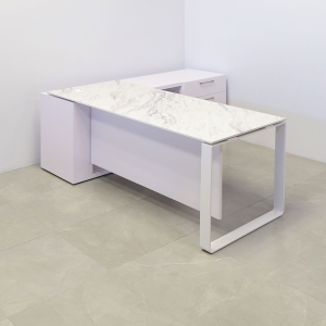 Aspen Executive Desk With Credenza and Engineered Surface Top