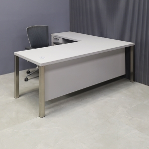 Dallas L-Shape Executive Desk W/ Cabinet in Fog Gray Matte Laminate Finish - 72 In. - Stock #20