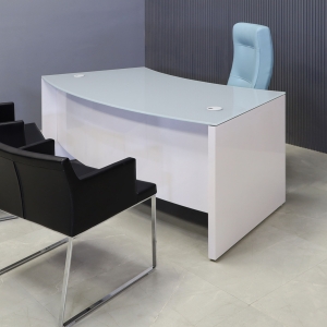 Seattle Curved Executive Desk with Tempered Glass Top