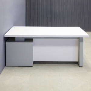 Avenue Straight Executive Desk in White Matte Laminate Top - 72 In. - Stock #44