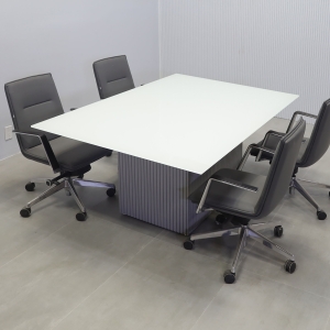Omaha Rectangular Conference Table in White Tempered Glass Top - 72 In. - Stock #117