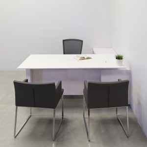 Avenue Straight W/ Credenza Executive Desk In White Solid Engineered Surface Top - 72 In. - Stock #14