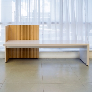 aXis Bench in White Gloss Laminate Finish - 72 In. - Stock #18