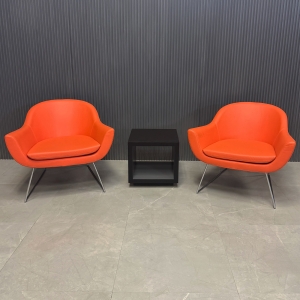 Madison Wire Sleed Lounge in Orange Leatherette - Set Of 2