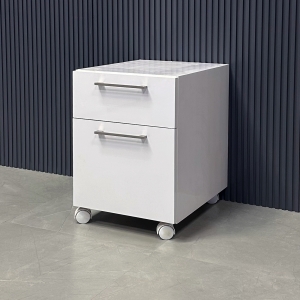 Naples Mobile Storage - 2 drawers - in White Gloss Laminate - 15 3/4" In. - Stock