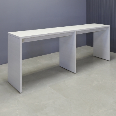 Ahville Laminate Bar Table in white ash laminate finish shown here.