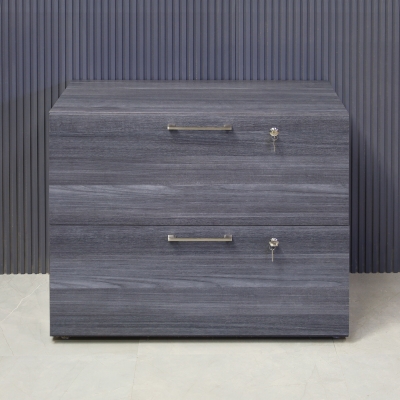 30-inch height Naples Lateral File Cabinet in storm teakwood matte laminate cabinet.