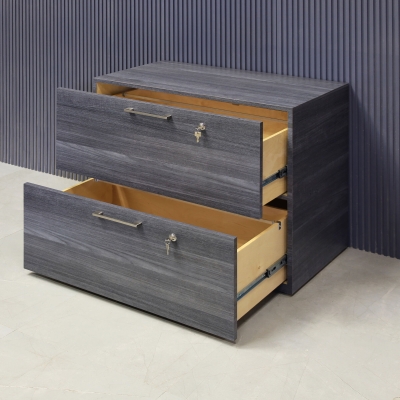 30-inch height Naples Lateral File Cabinet in storm teakwood matte laminate cabinet.