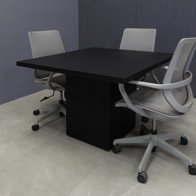 42-inch Newton Square Shape Conference Table in black traceless laminate top and black traceless tambour base.