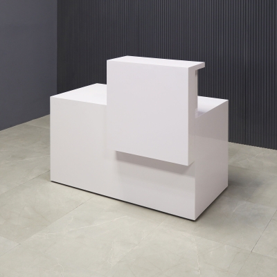 48-inch Los Angeles Reception Desk, right side counter when facing front, in white gloss laminate counter & desk.