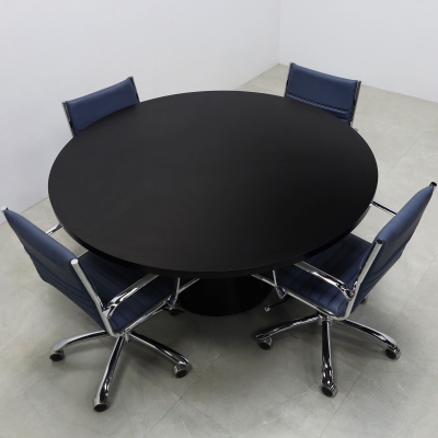60-inch Newton Round Conference Table in black matte laminate top & base.