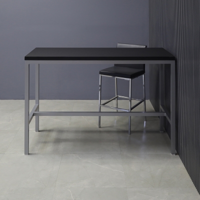 Aspen Bar Table in black traceless laminate top and gray aluminum framing shown here.