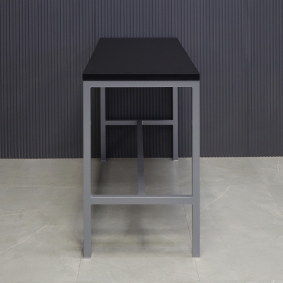 Aspen Bar Table in black traceless laminate top and gray aluminum framing shown here.
