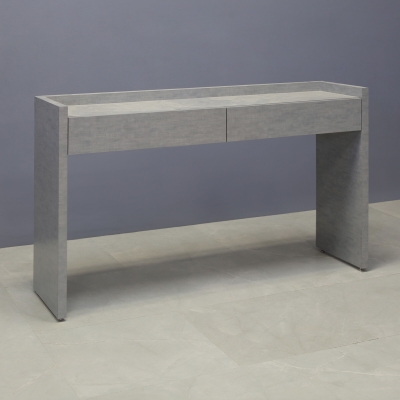 60-inch Avenue Console Table in DISCONTINUED silver alchemy matte laminate console.