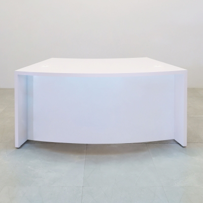 60-inch Seattle Curved Executive Desk in white gloss laminate main desk & privacy panel.