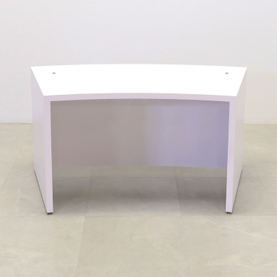 60-inch Seattle Curved Executive Desk in white gloss laminate main desk & privacy panel.