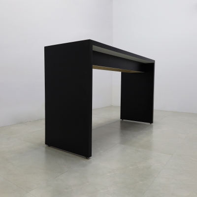 Ahville Laminate Bar Table in black traceless laminate finish shown here.