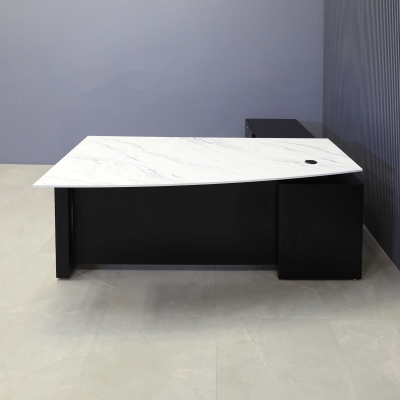 72-inch Avenue Curved Executive Desk with credenza on the left side when sitting, with 1/2