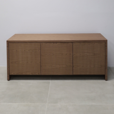 72-inch Boston Storage Credenza in walnut veneer credenza, and walnut & natural background tambour doors.