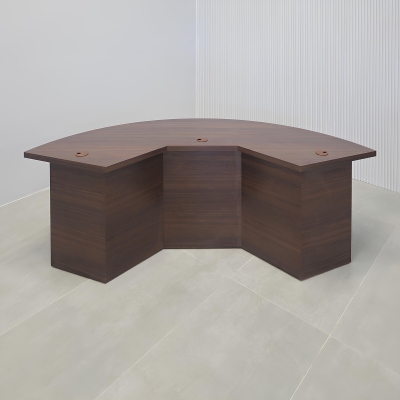 84-inch Tampa Bay Custom Handmade Podcast Table in colombian walnut matte laminate top, front base, and back base.