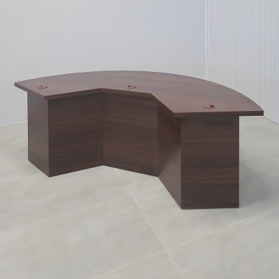 84-inch Tampa Bay Custom Handmade Podcast Table in colombian walnut matte laminate top, front base, and back base.