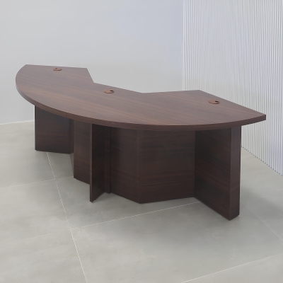 84-inch Tampa Bay Custom Handmade Podcast Table in colombian walnut matte laminate top, front base, and back base.