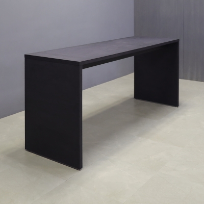 90-inch Ashville Bar Table in ebony veneer finish.