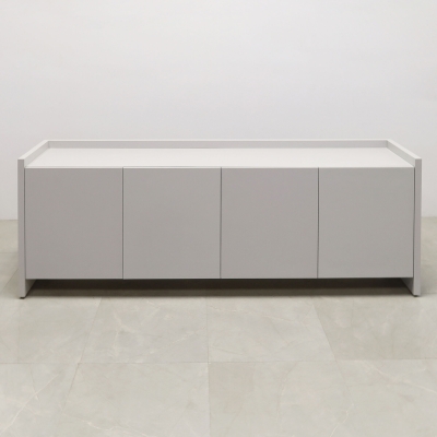 72-inch Aspen Storage Credenza in folkstone gray matte laminate credenza & doors.