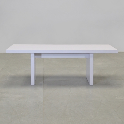 Astoria Slat Bench in white gloss laminate finish shown here.