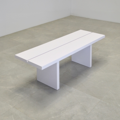 Astoria Slat Bench in white gloss laminate finish shown here.
