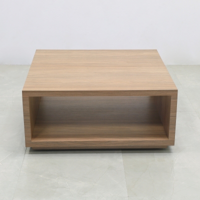 Albany Square Lobby Table in walnut heights laminate finish shown here.