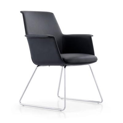 Archi Guest Chair in black upholstery, shown here.