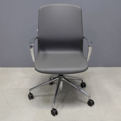 Arpina Conference and Meeting Room Chair in gray upholstery, shown here.