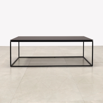 Aspen Rectangular Lobby Table in black traceless engineered surface top and black metal frame shown here.