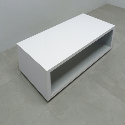 Albany Rectnagular Lobby Table in white matte laminate finish shown here.
