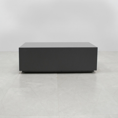 Norfolk Rectangular Lobby Table in storm gray matte laminate finish shown here.