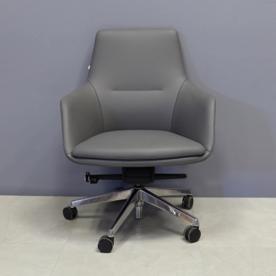 Silla Conference and Boardroom Chair in gray leatherette, shown here.