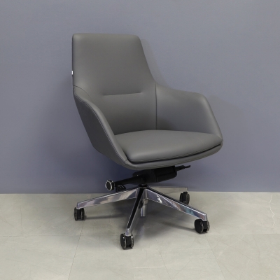 Silla Conference and Boardroom Chair in gray leatherette, shown here.