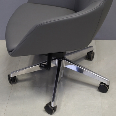 Silla Conference and Boardroom Chair in gray leatherette, shown here.