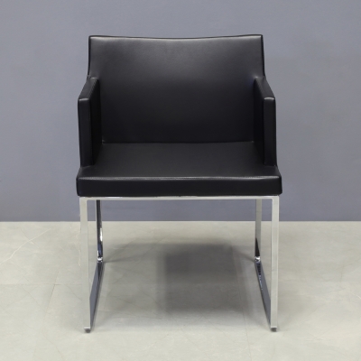 Soho Metal Armchair in Black Leatherette - Set of 2, shown here.