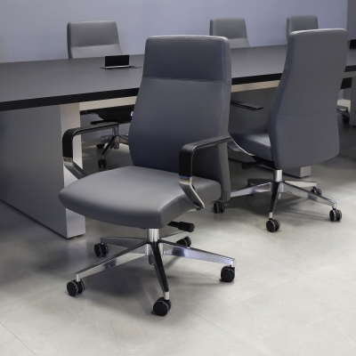 Tufino Conference and Task Chair in gray upholstery, shown here.