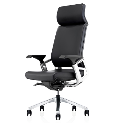 Visanti Genuine Leather Executive Chair in black grain leather, shown here.